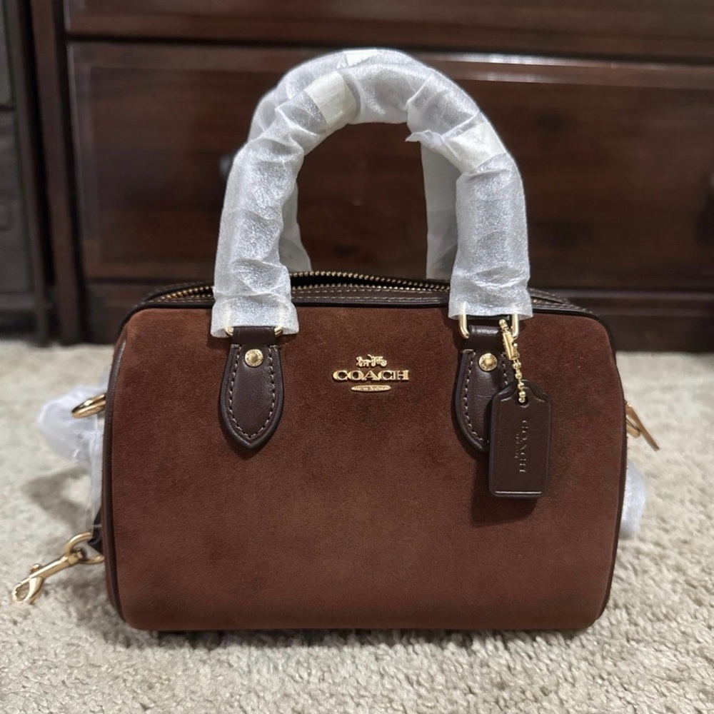 Coach Dark Brown Suede Satchel